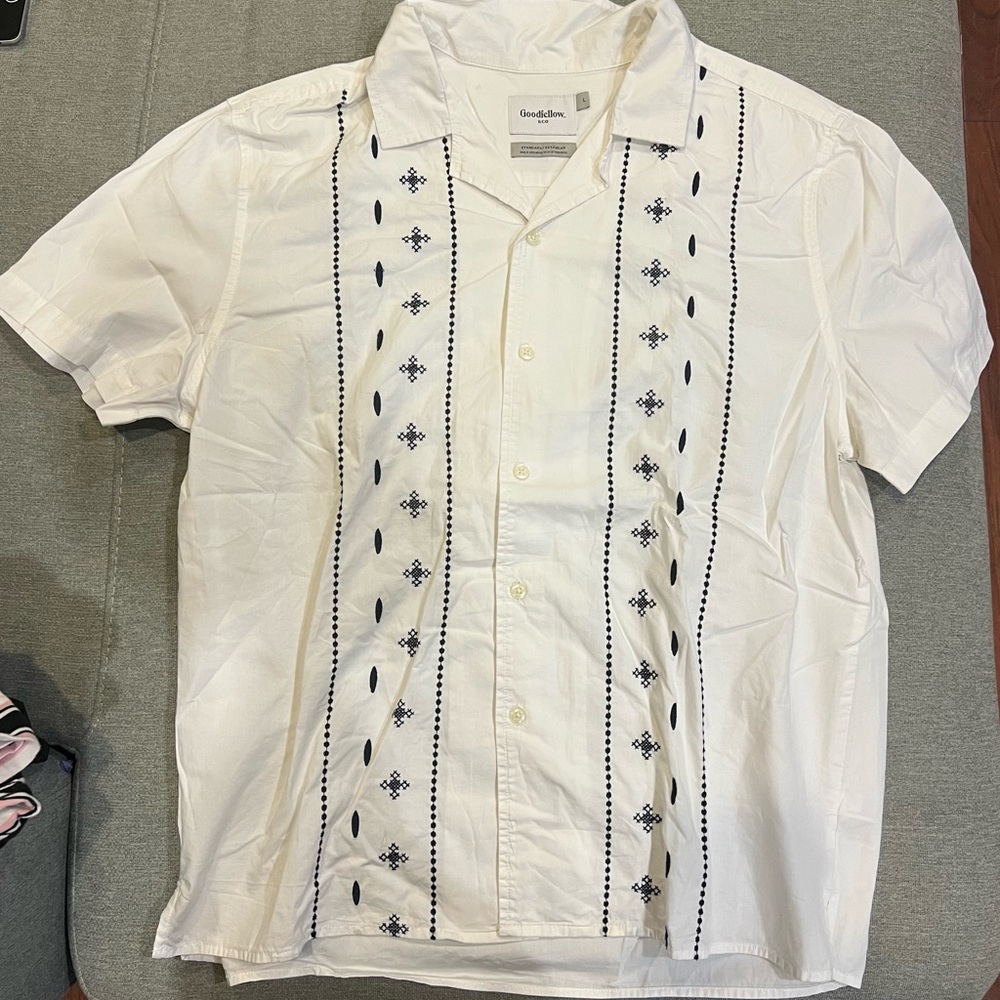 Goodfellow & Co White Embroidered Casual Shirt